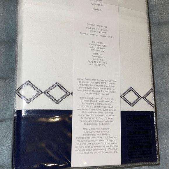 Just Born crib skirt Brand New in original packaging! Navy and White - Picture 5 of 7